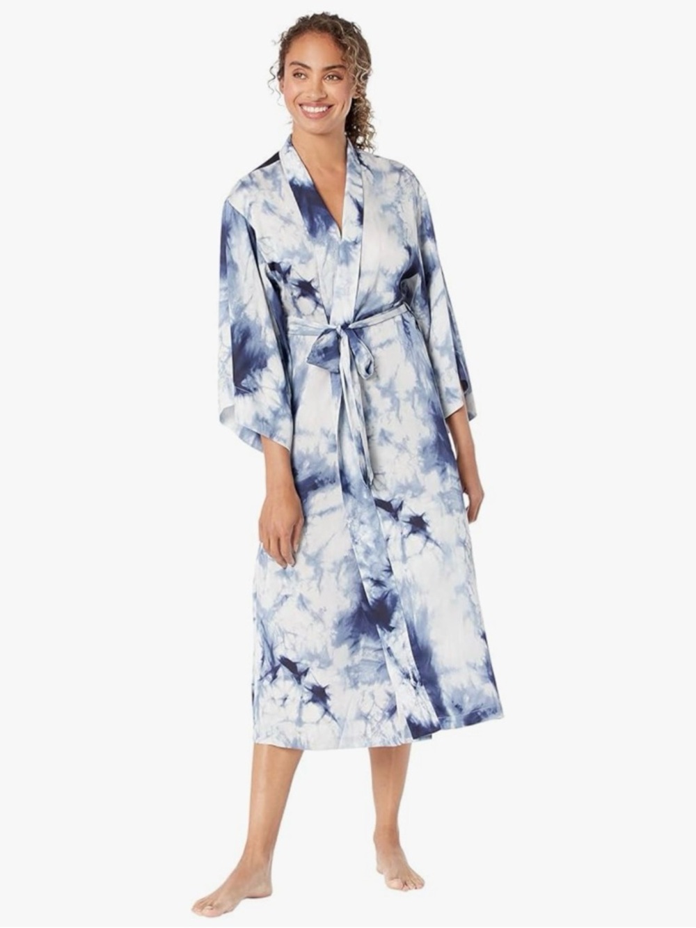 Natori Sora Indigo Tie-Dye Satin Robe